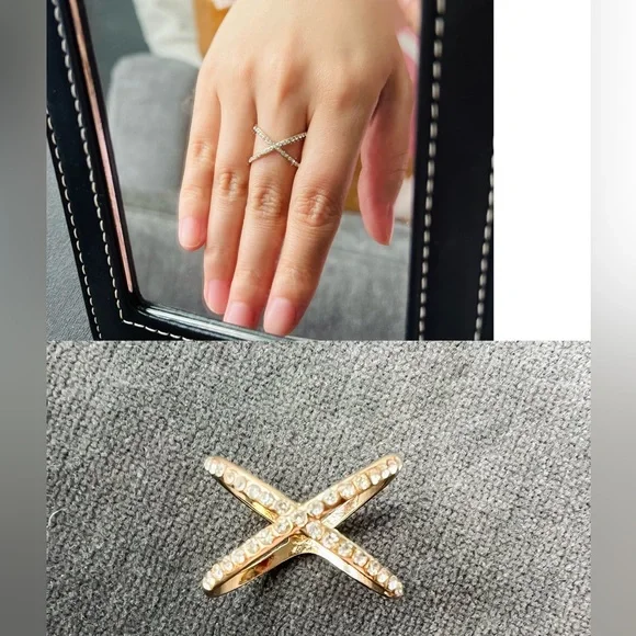 BRAND NEW Cross Stripes Diamond Ring, size 6-8 - Picture 1 of 6